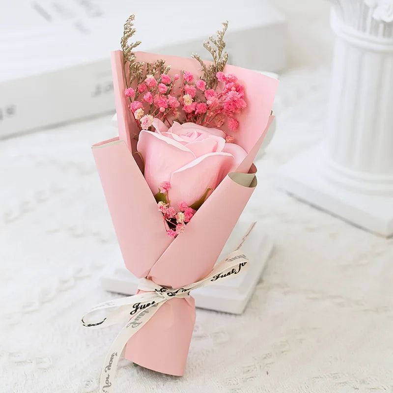 Mini Rose Soap Flower Bouquet Artificial Flowers Home Wedding Decorations Valentine'S Day New Year Birthday Gift Thanksgiving