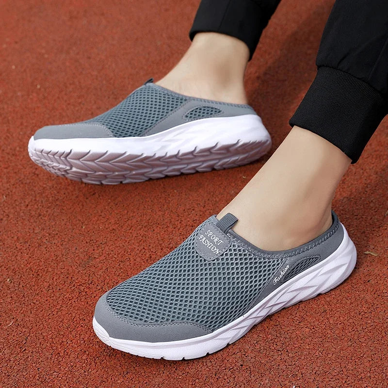 MAEDEF Half Slippers Outdoor High Quality Anti-slip Men Leisure Shoes Mesh Breathable Soft Comfortable Flat-bottomed Slippers