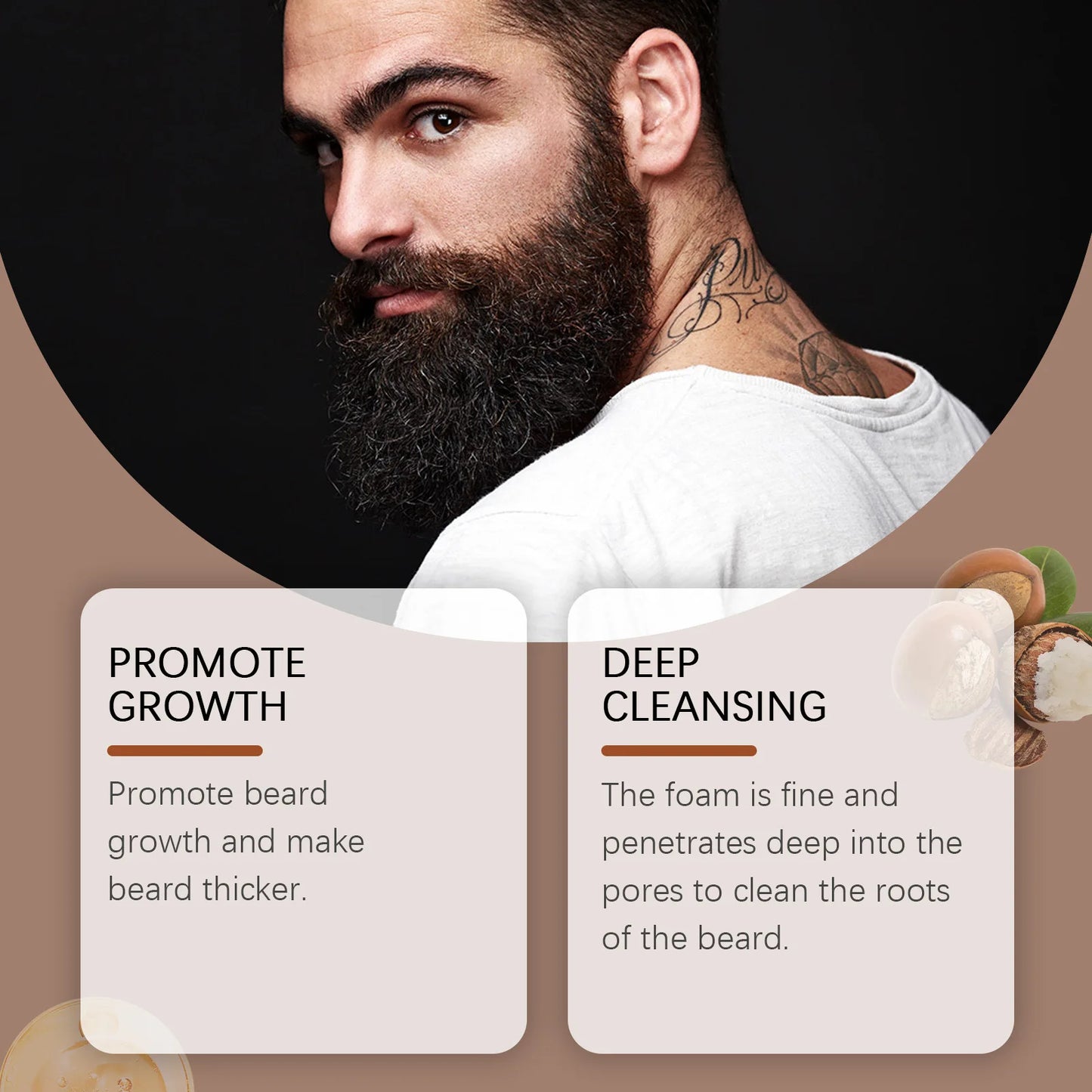 East Moon Argan Oils Beard Care Cleanser Deep cleansing Oil Control Reduce Friction Non irritating Keep Soften Beard Conditioner