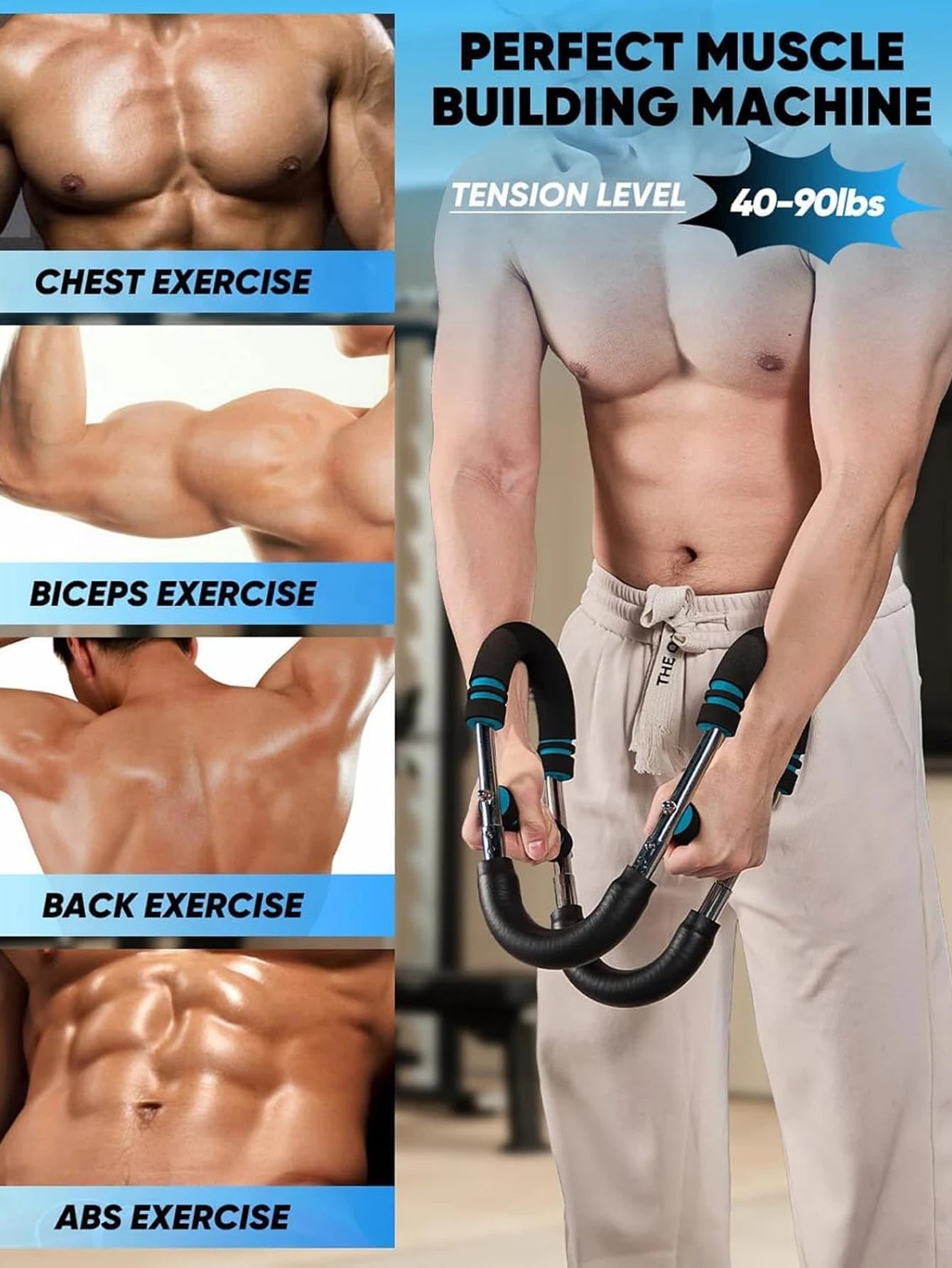 Adjustable Arm Trainer 3 Levels Detachable Chest Training Twister Home Workout Equipment Upper Body Strength Training