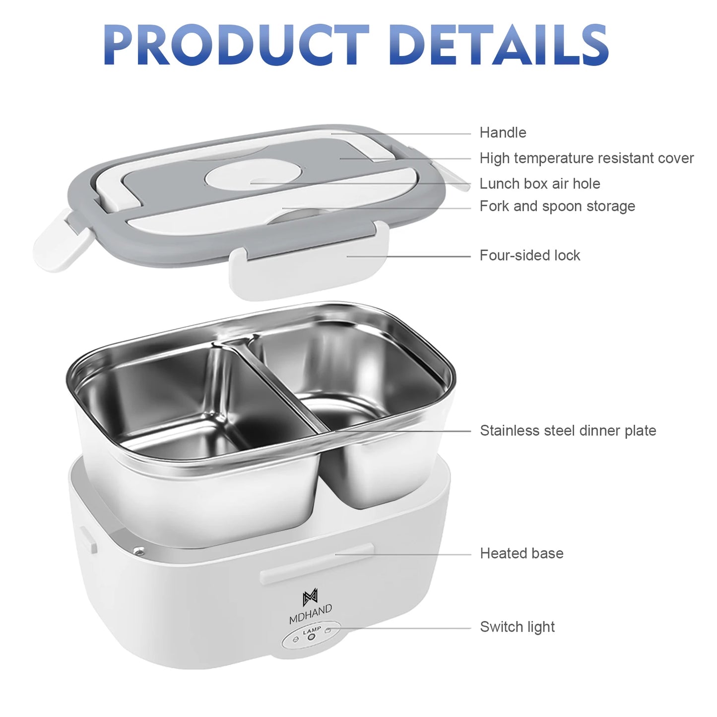 65W 1.5L Electric Lunch Box Food Warmer Portable Food Heater for Car Or Home - Leak Proof, Lunch Heating Microwave for Truckers
