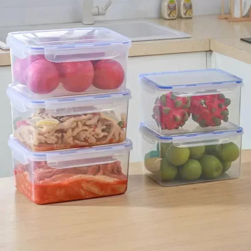 Kitchen Refrigerator Rectangular Sealed Refrigerator Storage Box with Lid Plastic Crisper Microwave-heated Lunch Box Storage Box