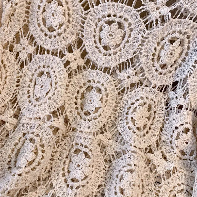 2025 Lace Chic Women's Short French Style Hollowed-out Knitted Sweater Pullover Korean Style New Loose Summer New Top