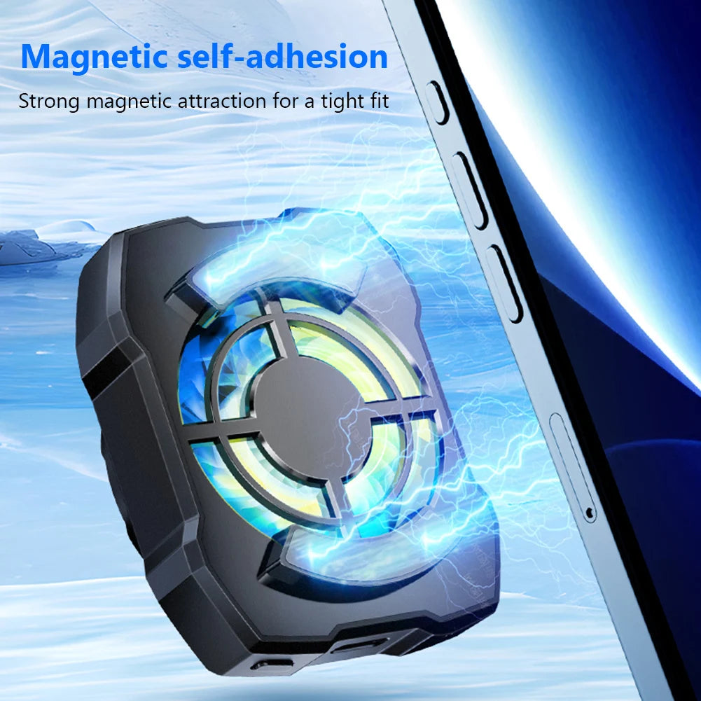 Portable Phone Cooler Rechargeable 3 Speeds Adjustable Mobile Phone Radiator Wireless Magnetic for Playing Games Watching Videos