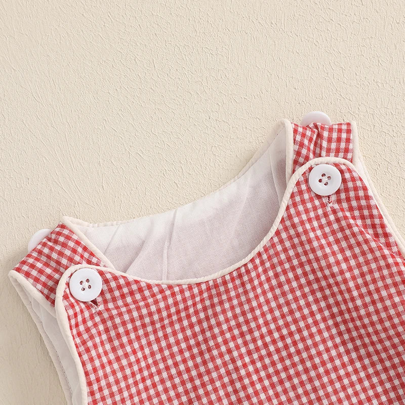 0-18M Newborn Baby Summer Tank Romper Plaid Print Sleeveless Round Neck Jumpsuit for Boys and Girls