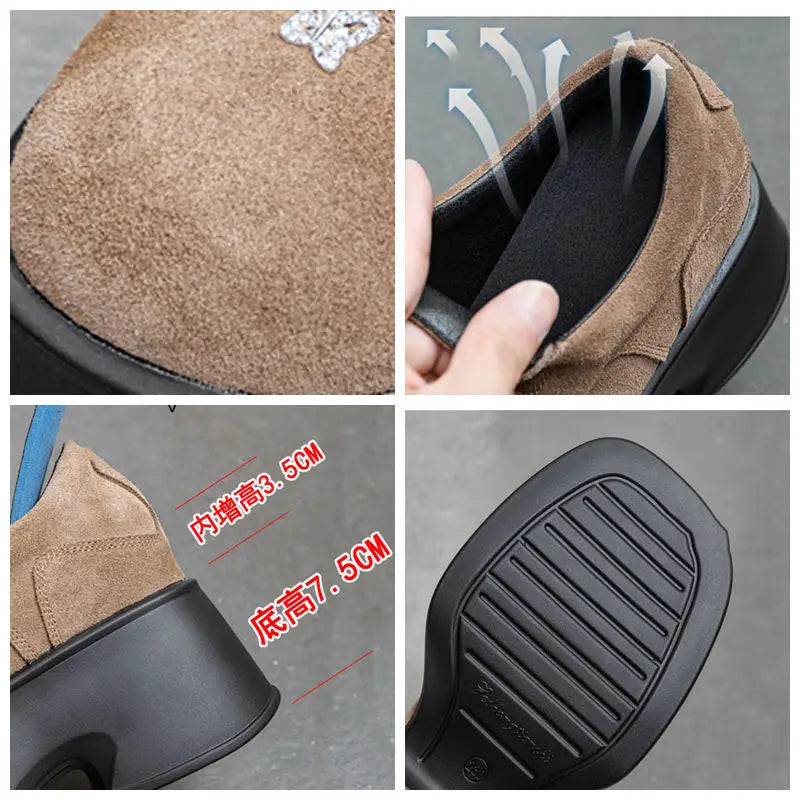 Fujin 11cm New Synthetic Suede Leather Pumps Fashion Comfy Spring Autumn Microfiber Chunky Sneakers Women Platform Wedge Shoes
