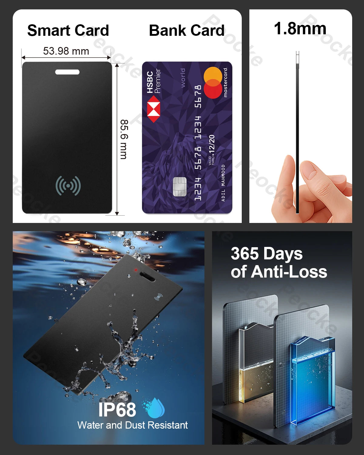 Smart Wallet Tracker Card Bluetooth Tracker for Apple Find My Device App Key Luggage Finder Pet Locator Tag Wireless Charge IP67
