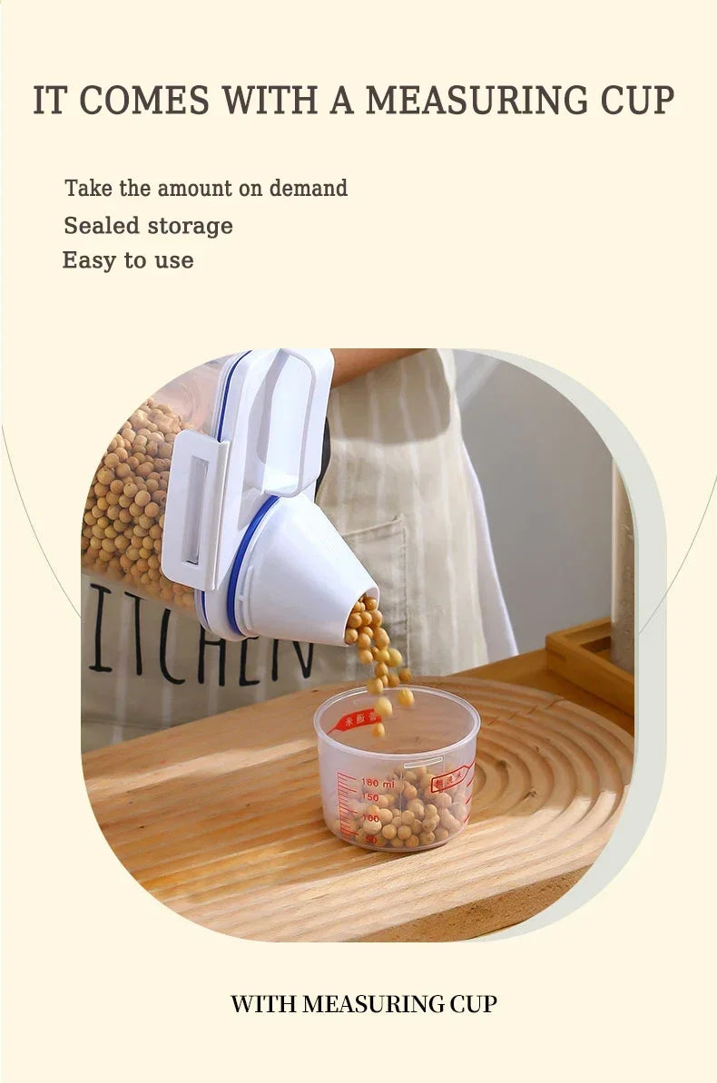 1.5/2kg Kitchen Supplies Food Storage Bucket Portable Moistureproof Storage Tank with Scale Cup Food Bucket Plastic Container