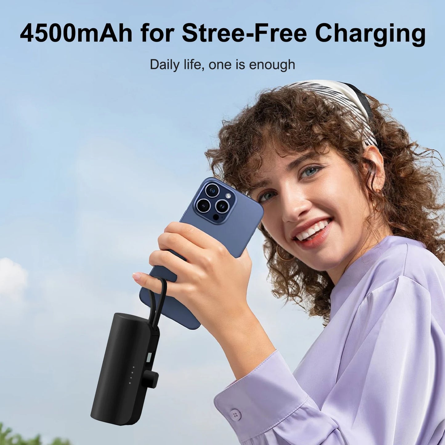 Mini Power Bank Portable 4500mAh Power Phone Charger Capsule Dual USB-C Ports For IPhone16/ 15/15 plus/15 pro/15 pro Max/Android