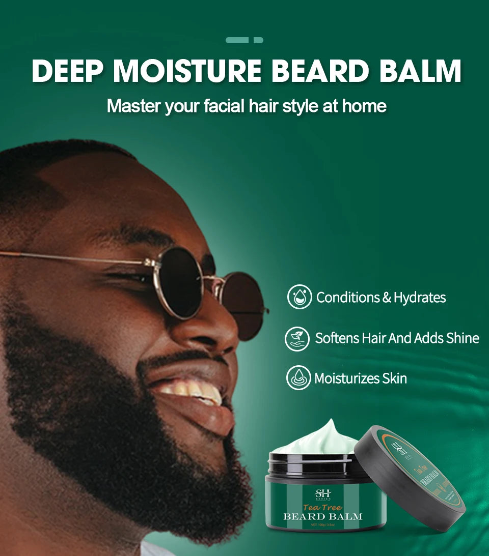 Beard Cream For Men 100% Natural Tea Tree Beard Moisturizing Effect Beard Conditioner Beard Care Styling Cream Oil Sevich 100g