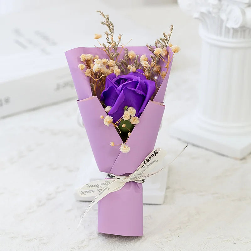 Mini Rose Soap Flower Bouquet Artificial Flowers Home Wedding Decorations Valentine'S Day New Year Birthday Gift Thanksgiving