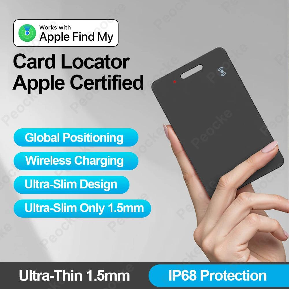 Smart Wallet Tracker Card Bluetooth Tracker for Apple Find My Device App Key Luggage Finder Pet Locator Tag Wireless Charge IP67