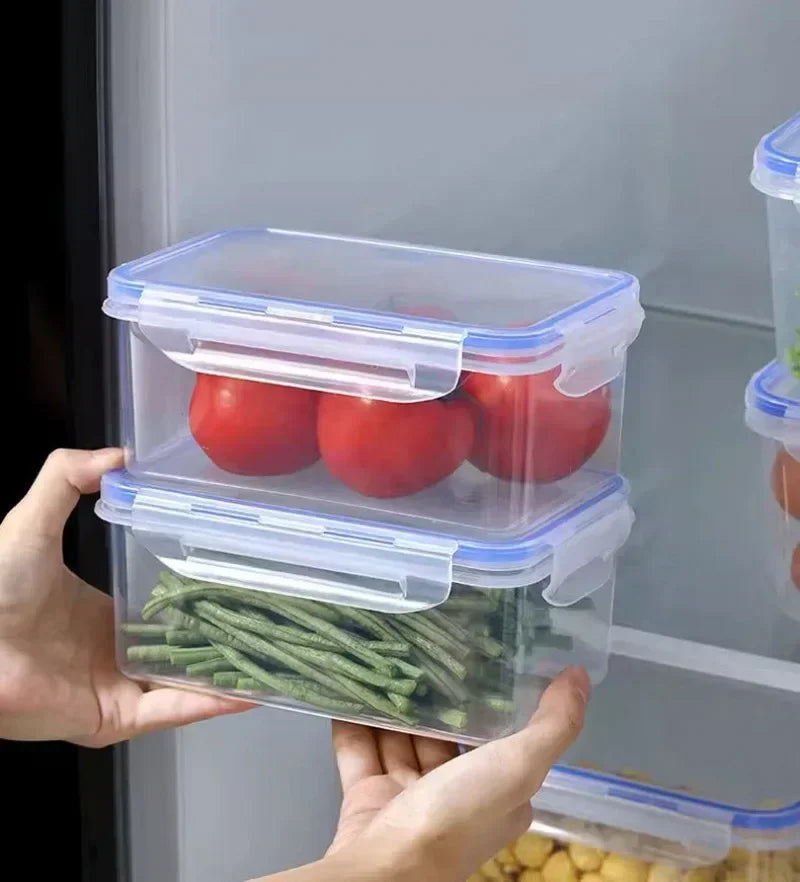 Kitchen Refrigerator Rectangular Sealed Refrigerator Storage Box with Lid Plastic Crisper Microwave-heated Lunch Box Storage Box