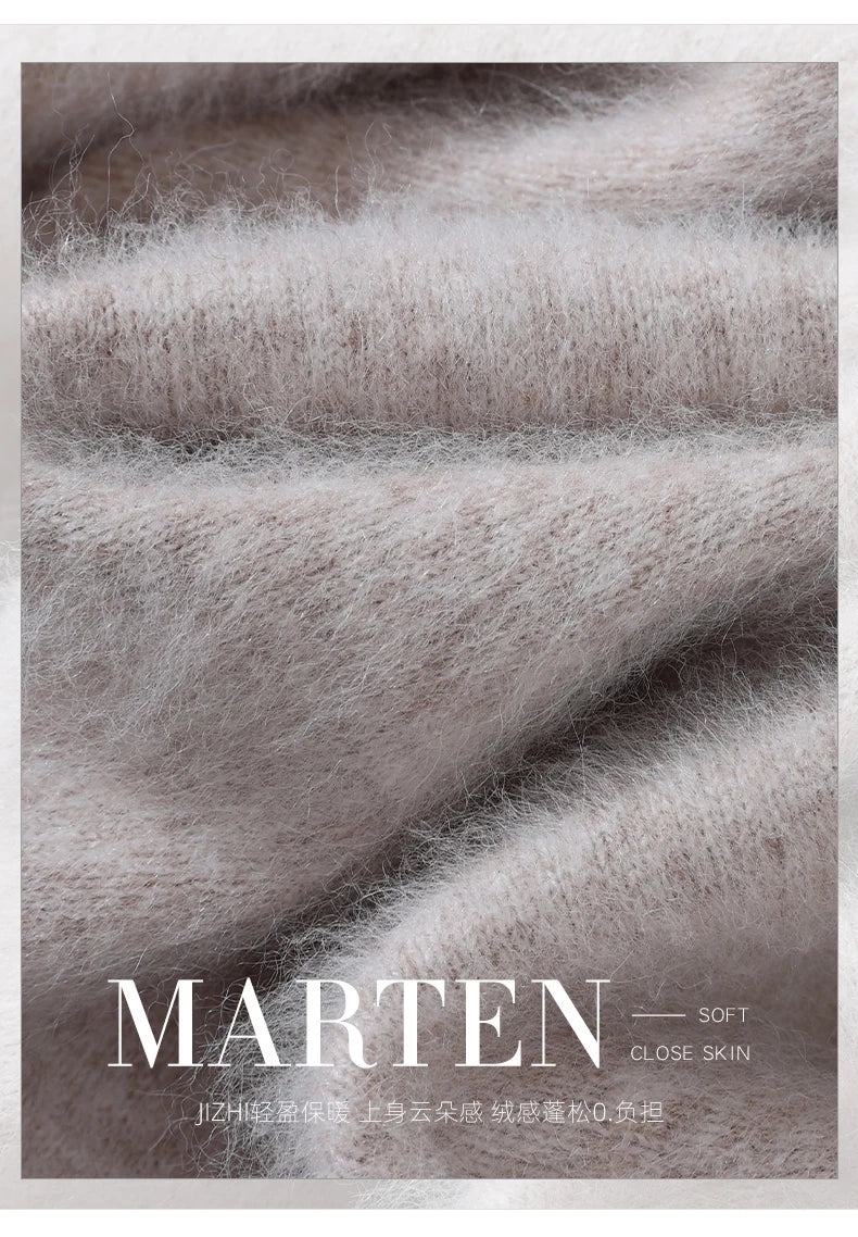Women's Sweater Semi High Neck Autumn/Winter Pullover Long Sleeved High-End 100% Mink Fur Knitted Sweater Fashion Korean Version