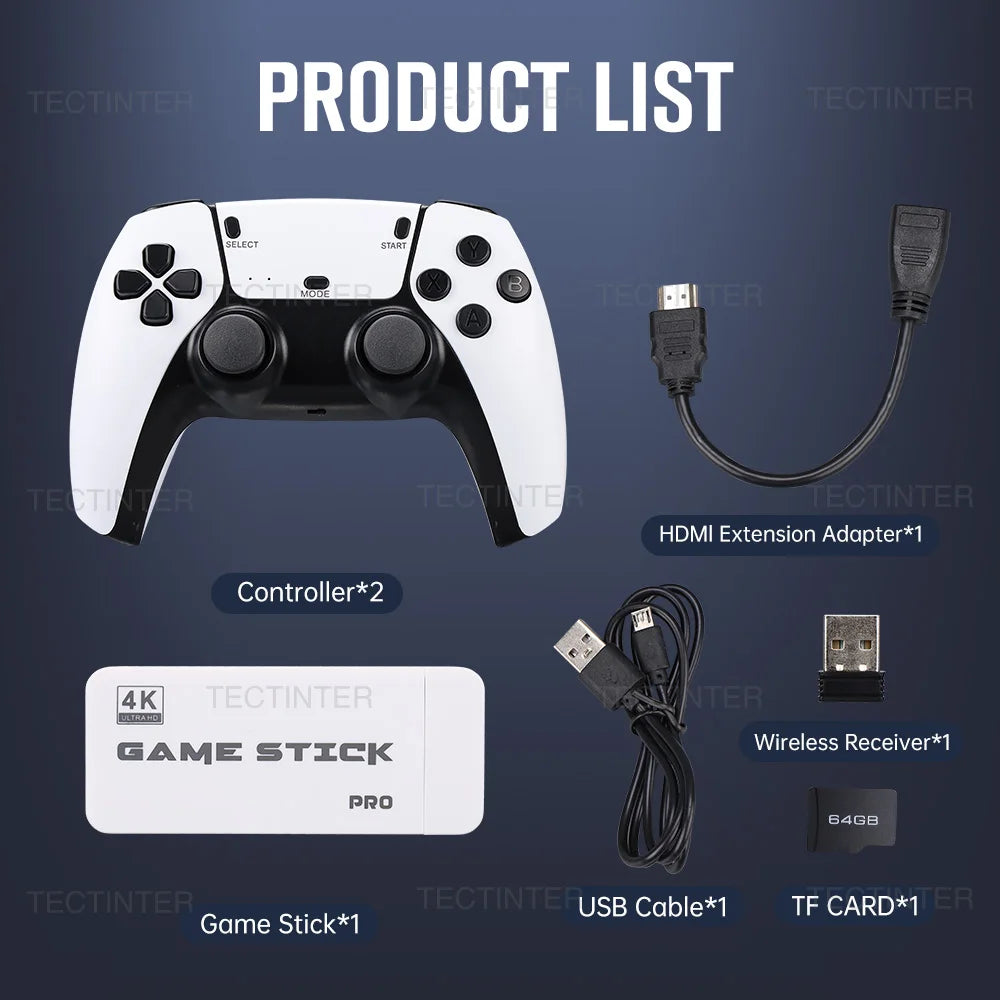 M15 4K Game Stick Mini TV Retro Video Game Console Wireless Gamepads Controller Handheld Game 128G 30000+ Games HD Output