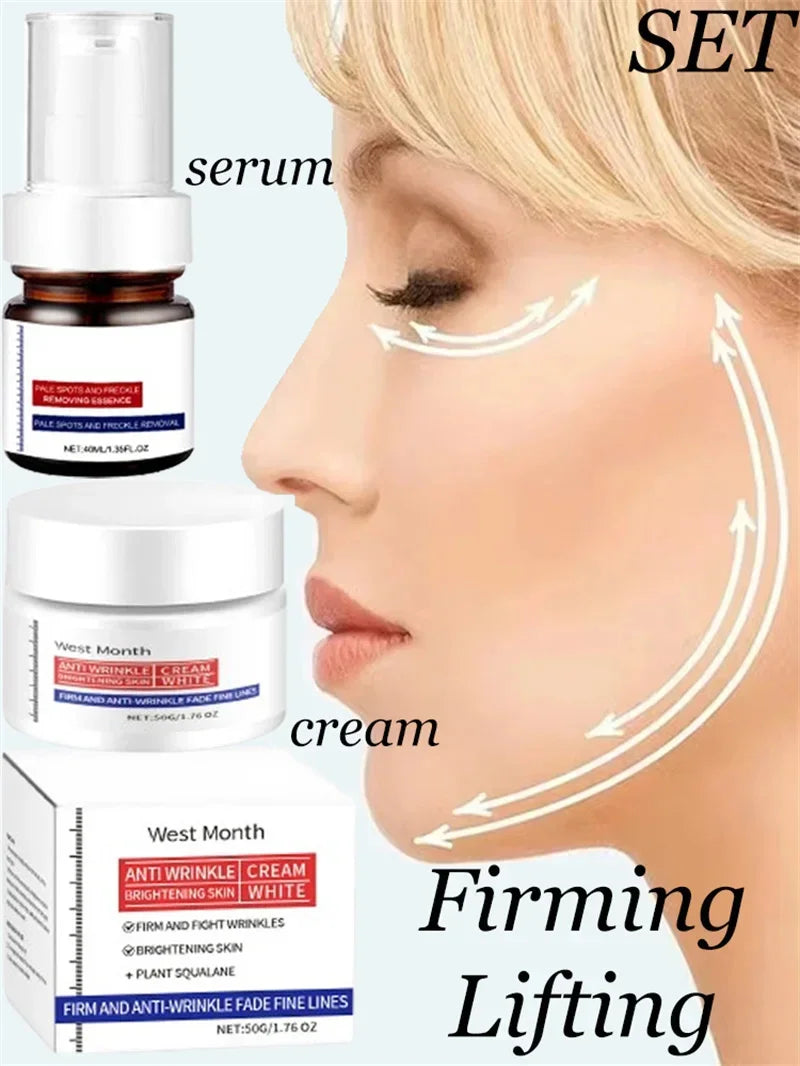 Collagen Face Serum Cream Set Anti-Aging Firming Lifting Fine Line Deep Anti Sagging Wrinkle Brighten Beauty Skin Care Products