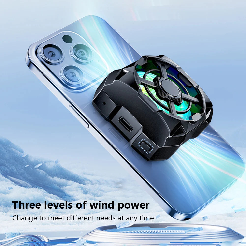 Portable Phone Cooler Rechargeable 3 Speeds Adjustable Mobile Phone Radiator Wireless Magnetic for Playing Games Watching Videos