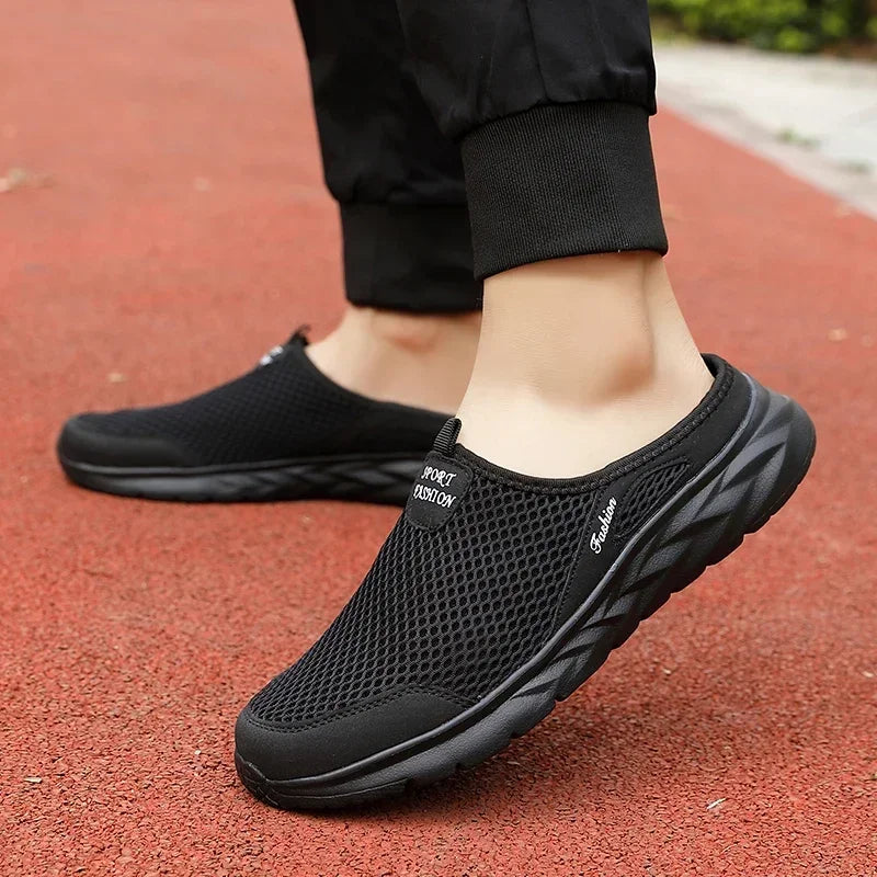 MAEDEF Half Slippers Outdoor High Quality Anti-slip Men Leisure Shoes Mesh Breathable Soft Comfortable Flat-bottomed Slippers