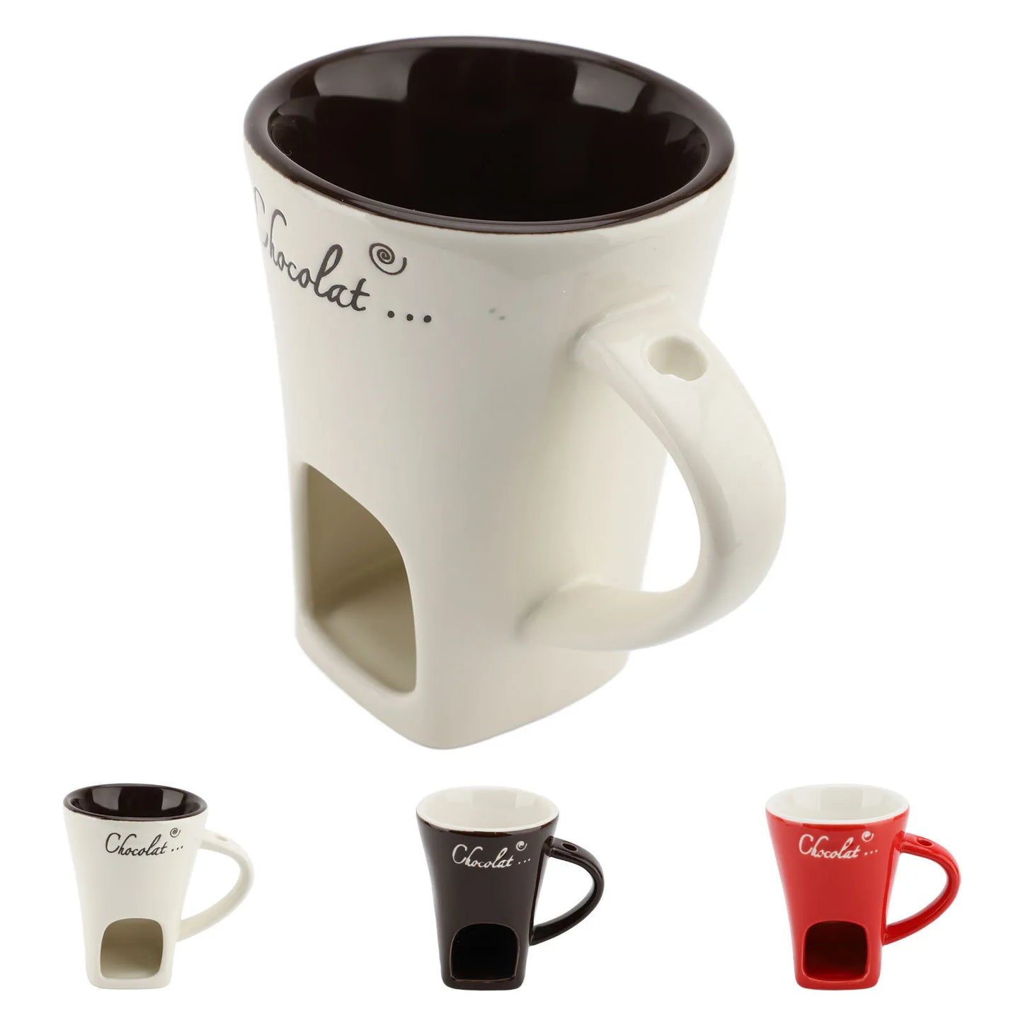 Chocolate Melting Fondue Mug Ceramic Butter Warmer Pot Chocolate Melting Supplies with Fork for Kitchen