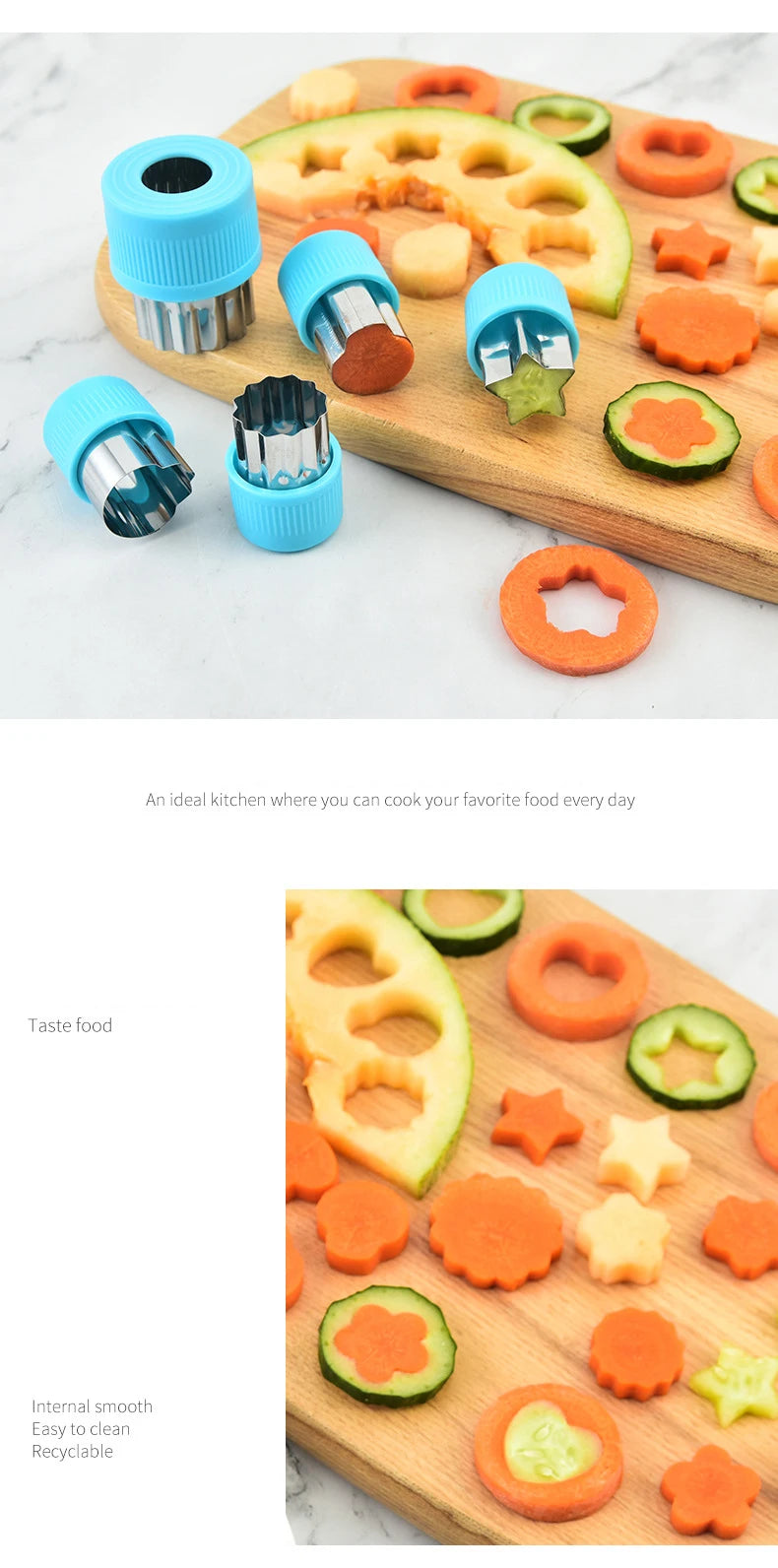 Heart Shape Vegetables Cutter Plastic Handle Cookie Cutters Sandwiches Cutter Stainless Steel Fruit Cutting Die Kitchen Gadgets