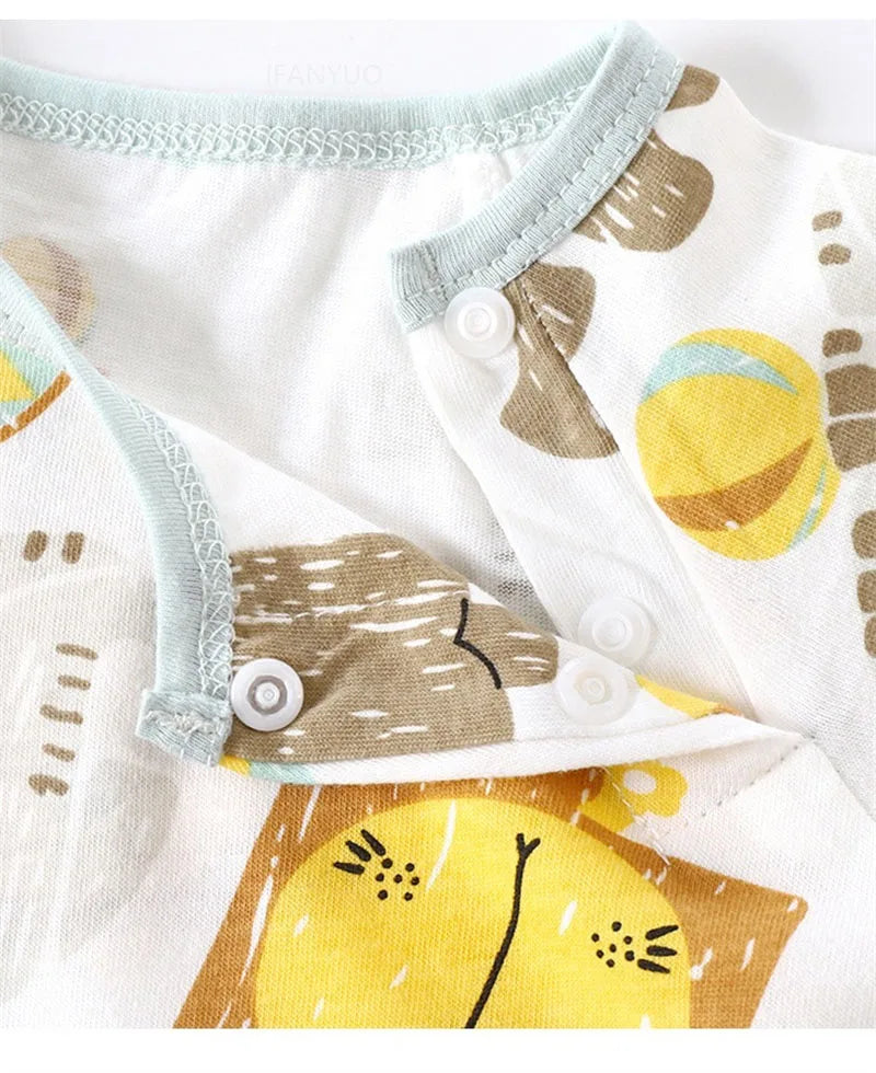 Cute Baby Cartoon Jumpsuit Summer Short Sleeved Thin Cotton Newborn Infant Clothing Bodysuit Boys Girls Crawling Clothes Rompers