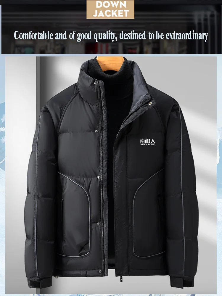 Nanjiren  Winter Coat Short Frivolous Loose Parkas Stand Collar New Men Down Jacket Warm Trend Outwear Leisure Handsome Overcoat