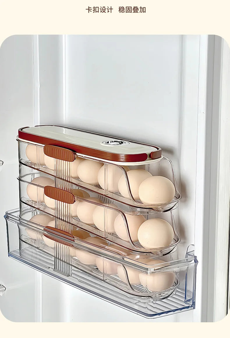 Large-capacity automatic rolling egg organizer home kitchen special preservation egg holder