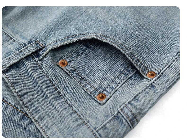 Summer Thin Men's Printed Jeans Breathable Fashion Business Loose Pants Washing Vintage Casual Denim Trousers Male