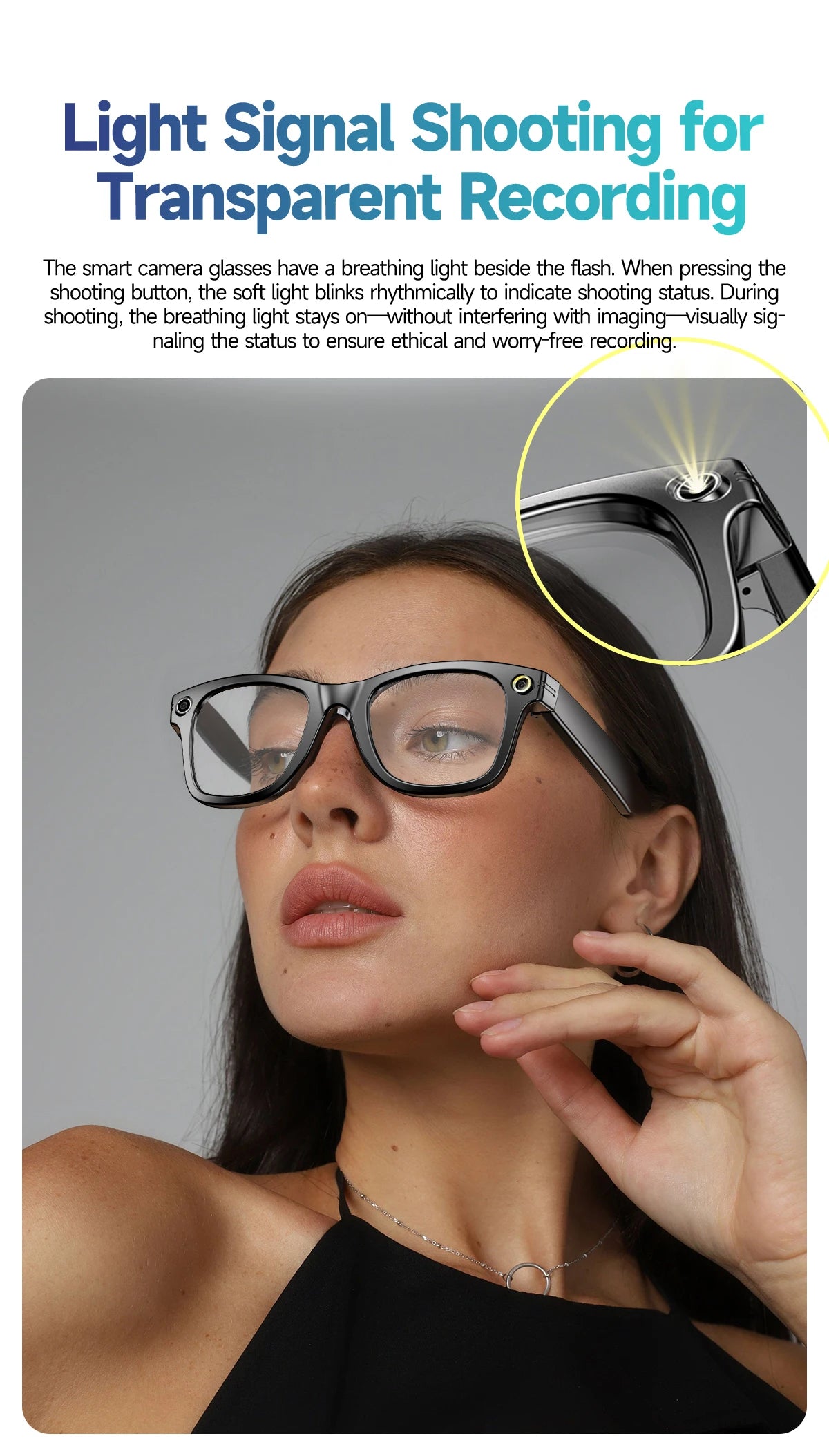 LIGE New Photochromic Lenses Smart Glasses 800W Camera HD Video Recording Bluetooth Call Glasses AI Smart Translation Sunglasses
