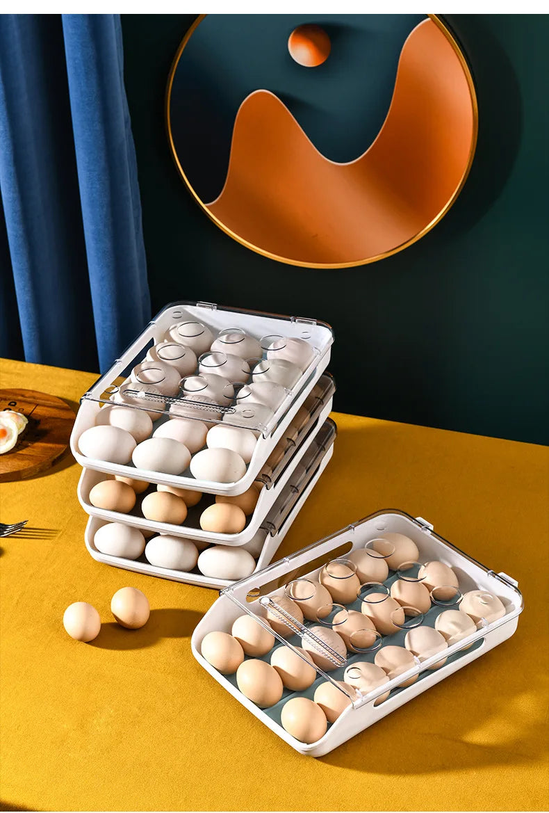 Refrigerator Egg Storage Box Kitchen Refrigerator Home Preservation Storage Box Plastic Stackable Egg Carton Multi-layer Tray