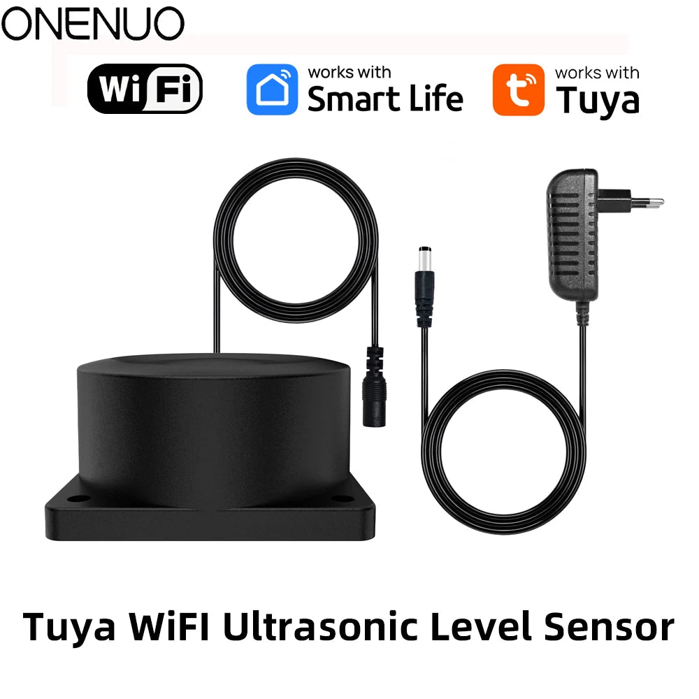 WiFi Ultrasonic Water Level Detector Smart Tank Monitor with Real-Time Alarms Tuya APP Remote Control Indoor Household Alarm