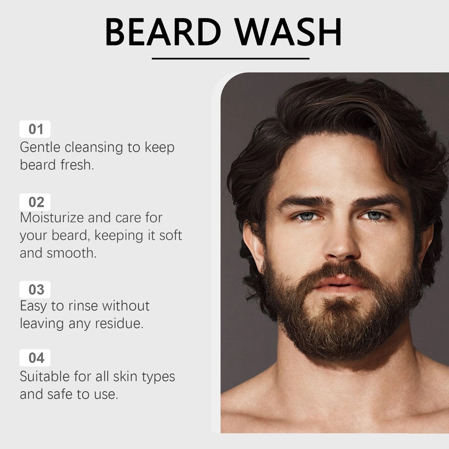 Men's Beard Shampoo-Gentle Cleansing with Eucalyptus,Argan&Jojoba Oils to Moisturize, Soften&Prevent Breakage-For All Skin Types
