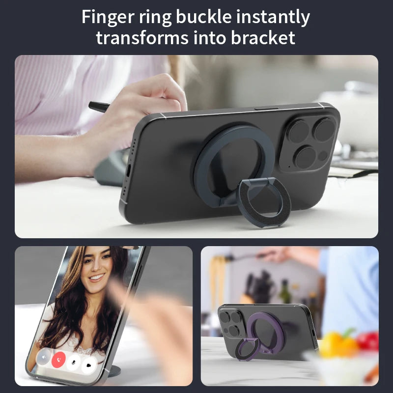 2025 New Mobile Phone Finger Ring Holder for Magsafe Strong Magnet Suction Double-sided Magnetic Stand for iPhone16 15 14 Xiaomi
