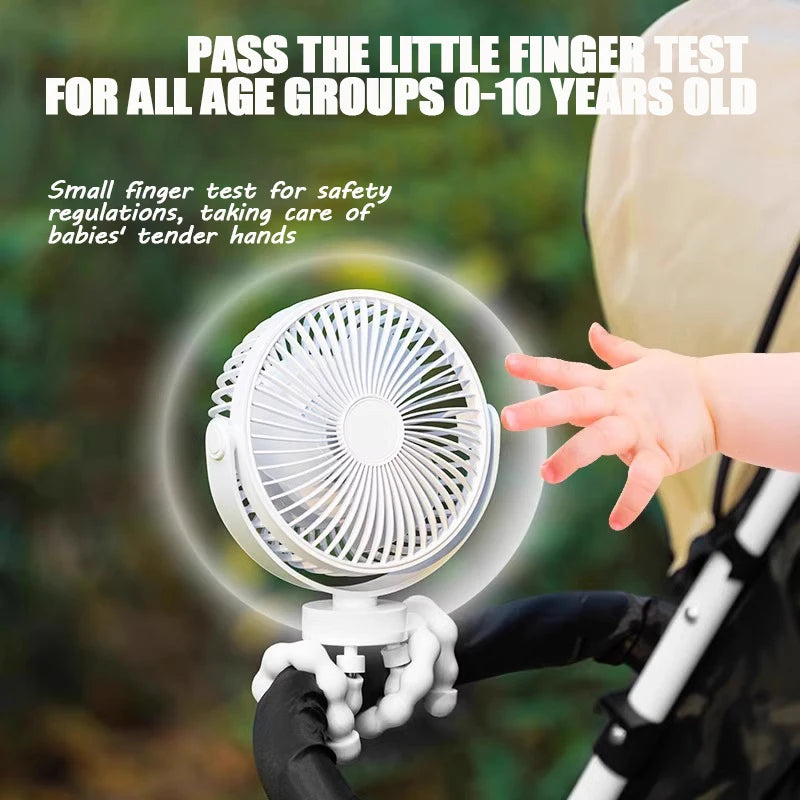 Baby 3 Speeds Stroller Mini Fan With Light Portable USB Charging Fan Mobile Phone Holder Stroller Accessories Baby Newborn Items