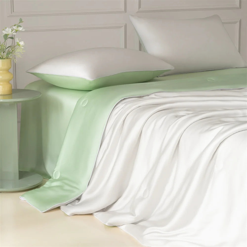 1pc Blue Cooling Summer Quilt Comforter Smooth Breathable Skin-friendly Lightweight Soft Home Bedding Blanket