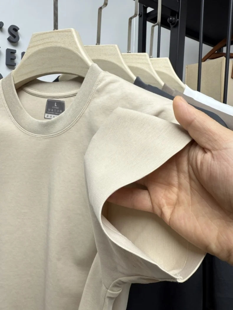 Light luxury short sleeve summer new men's personalized round neck T-shirt high-quality brand silk cotton breathable casual top