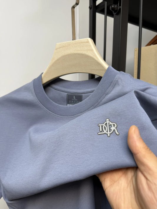 Light luxury short sleeve summer new men's personalized round neck T-shirt high-quality brand silk cotton breathable casual top