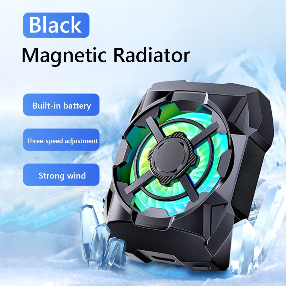 Portable Phone Cooler Rechargeable 3 Speeds Adjustable Mobile Phone Radiator Wireless Magnetic for Playing Games Watching Videos