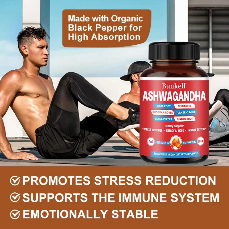 Ashwagandha - Helps with Muscle Growth, Relieves Stress and Mood, Supports Overall Health, Improves Endurance
