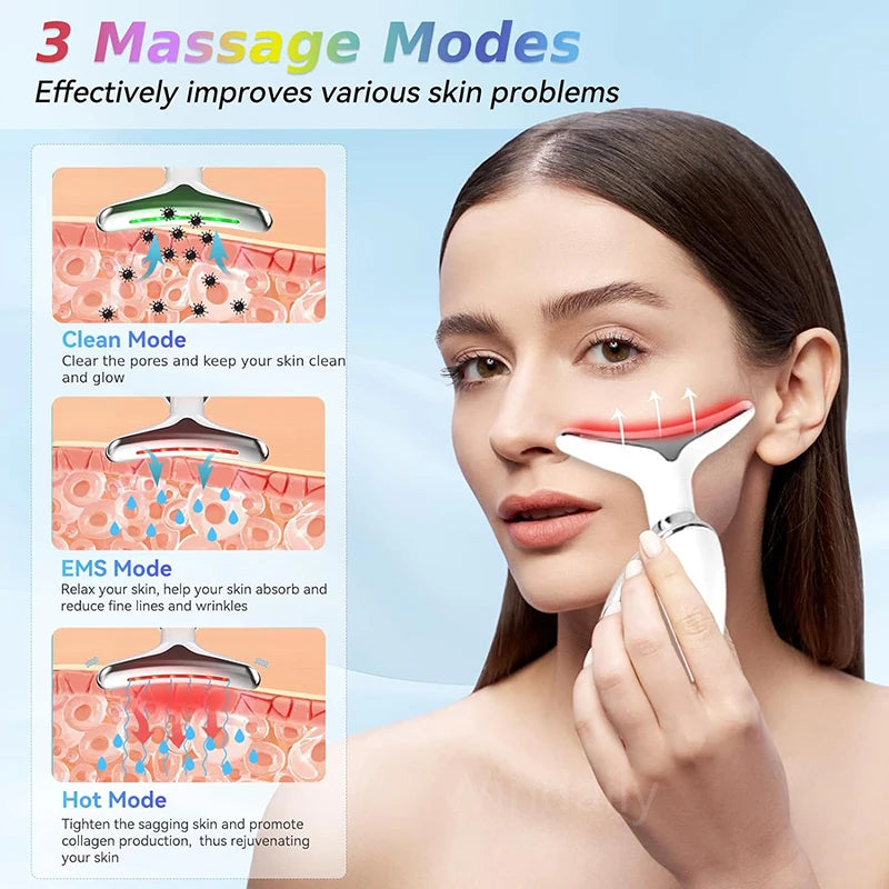 7 Colors Anti Wrinkle Facial Massager Neck Face Beauty Device Skin Tighten Lift Device