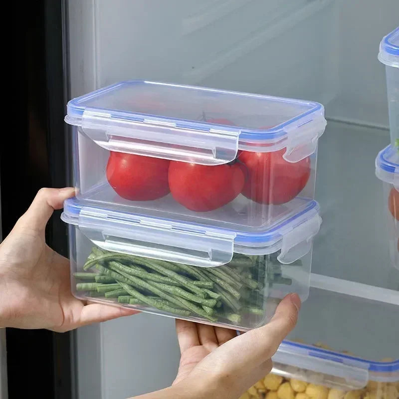 Kitchen Refrigerator Rectangular Sealed Refrigerator Storage Box with Lid Plastic Crisper Microwave-heated Lunch Box Storage Box