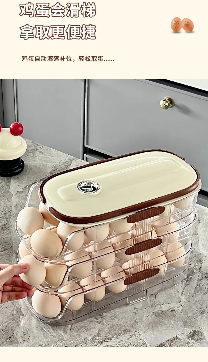Large-capacity automatic rolling egg organizer home kitchen special preservation egg holder