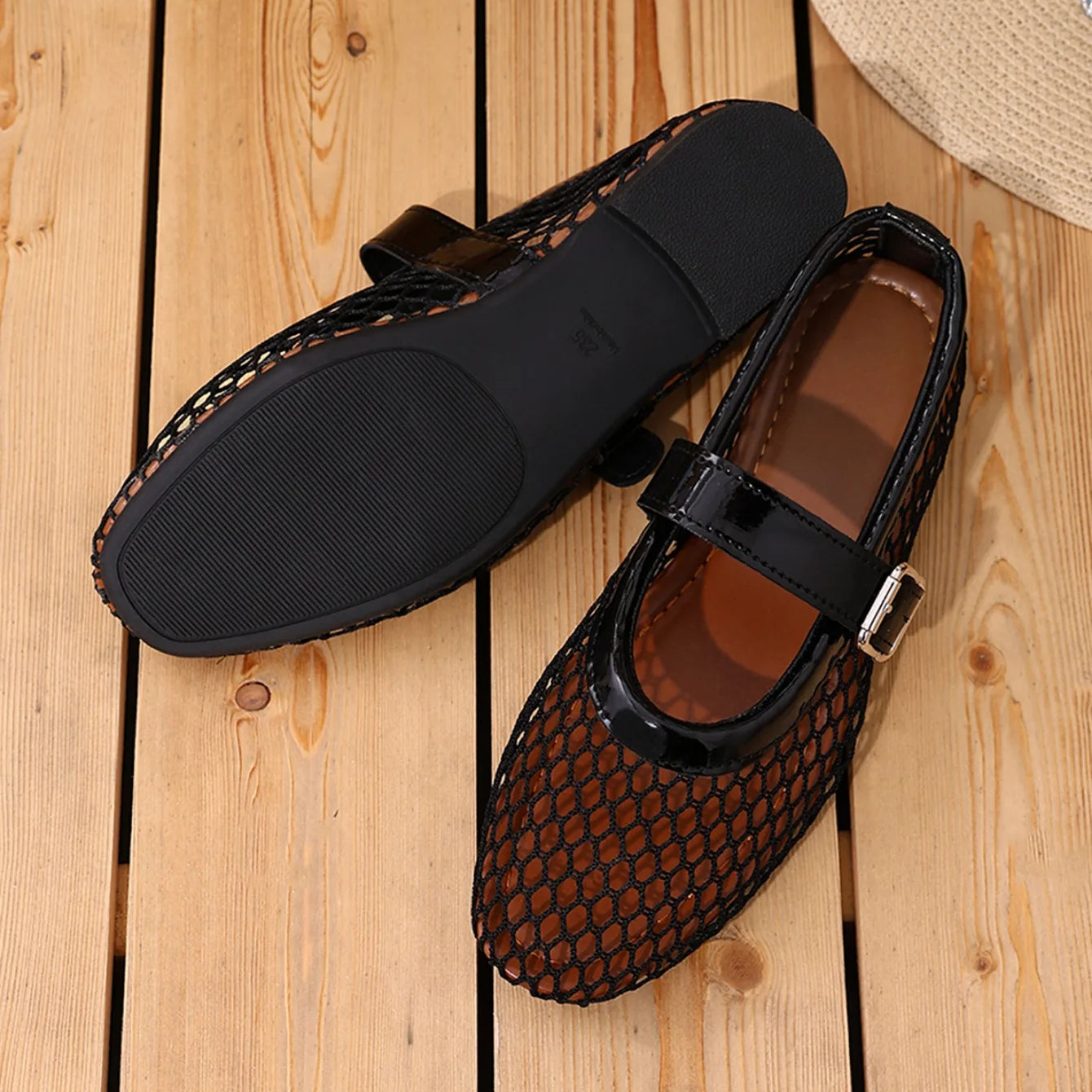 Women Sandals Mesh Breathable Fashion Versatile Sandals Women New Flat Soft Soled Mary Jane Shoes for Women Sandalias De Mujer