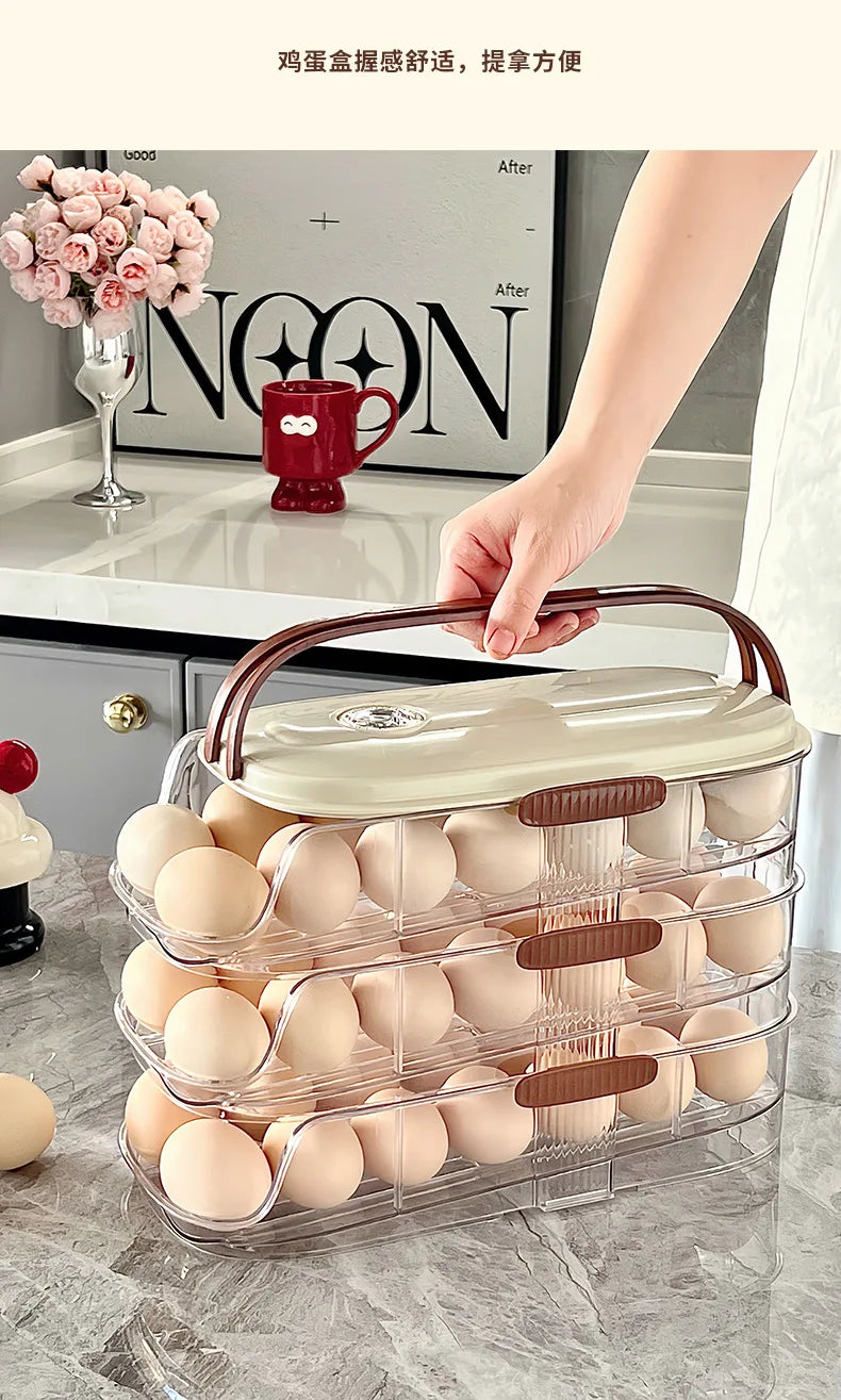 Large-capacity automatic rolling egg organizer home kitchen special preservation egg holder