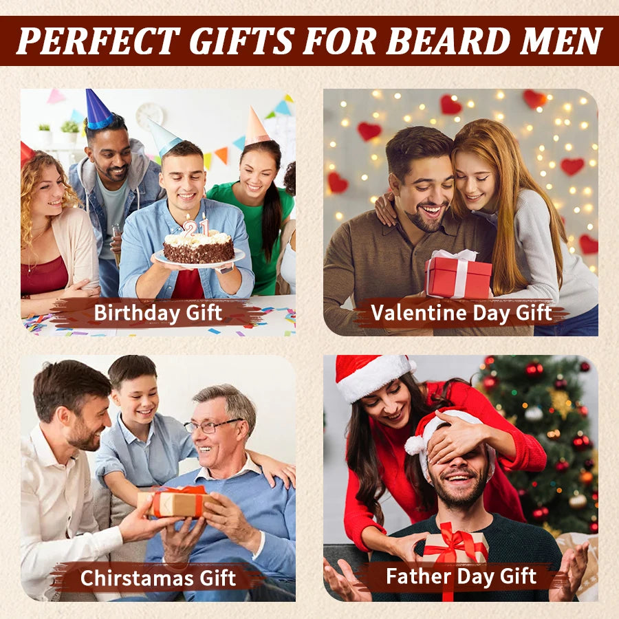 Men Beard Care Gift Facial Hair Cleanse Shampoo Moisturizing Nourishing Conditioner Whiskers Husband Boyfriend Surprise Gift Box