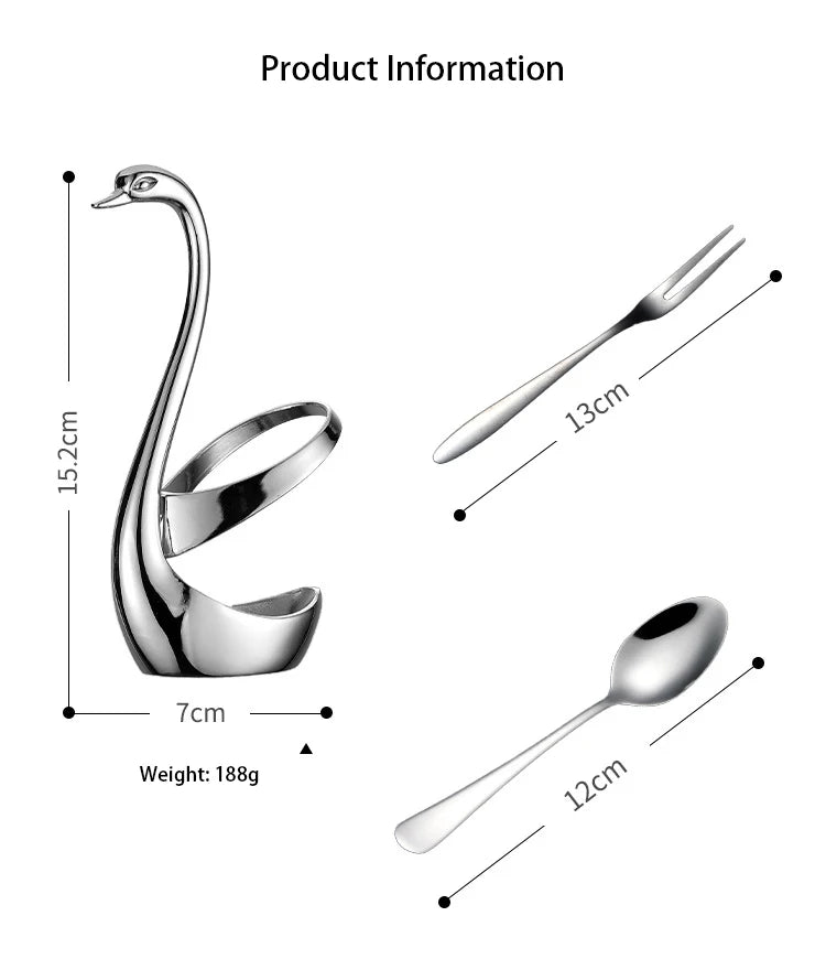 European Swan Tableware Holder Stainless Steel Spoon and Fork Base Elegant Utensil Stand Home Decor and Kitchen Organization