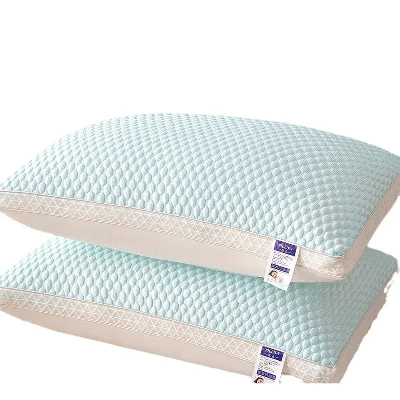 1PC Summer Cooling Ice Silk Pillow Breathable Mesh Edges 3D Ergonomic Cervical Support Pillow Core for Home Hotel 2025 New