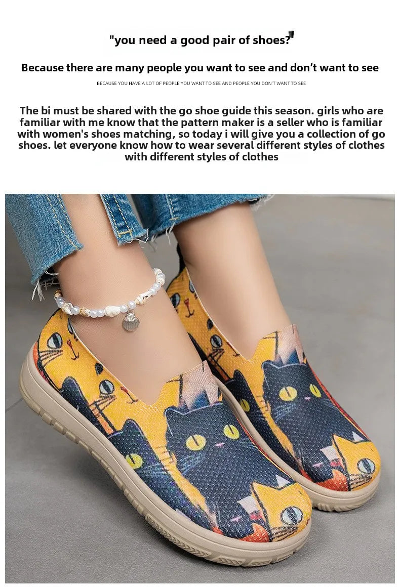 Women's Spring Casual Shoes Large Size Color Matching Cloth Shoes One Pedal