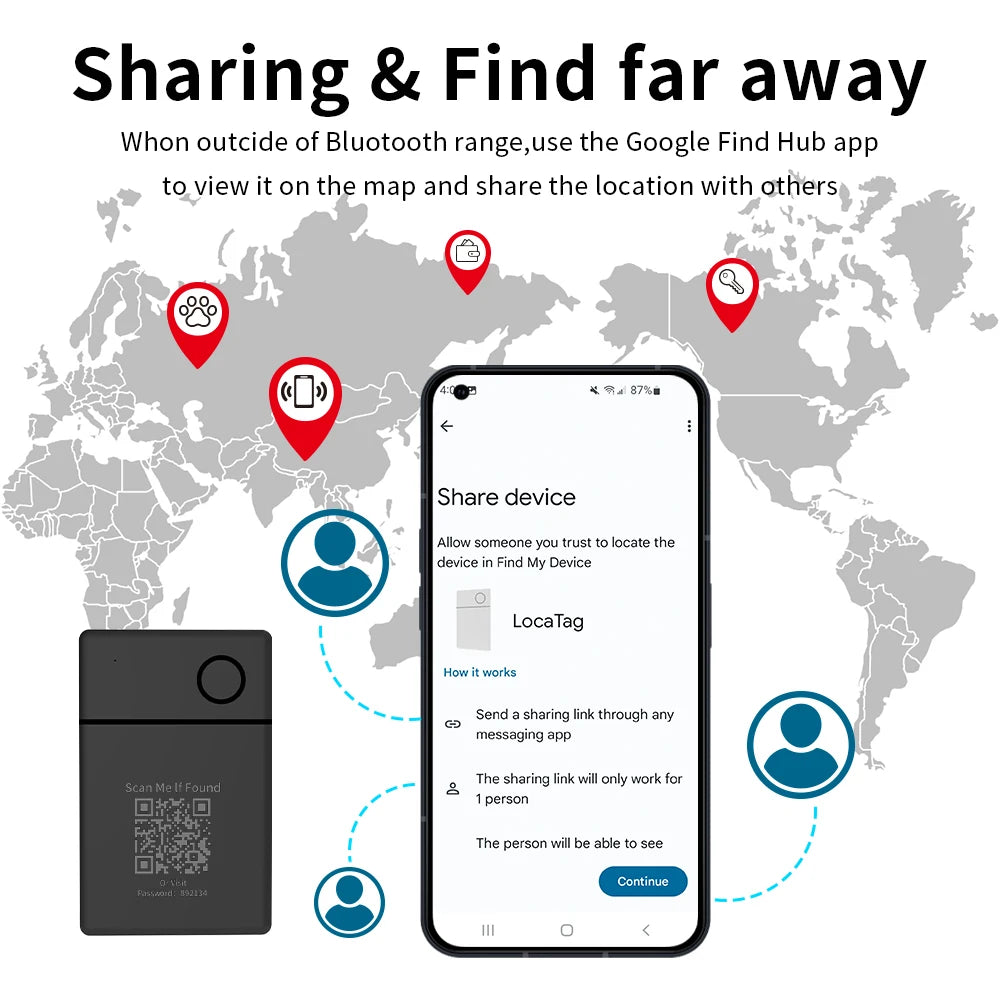 RSH Wireless Charging GPS Tracking Card Locator Google Certified Android Tracker for Xiaomi Huawei QR Code Anti Loss Smart Tag