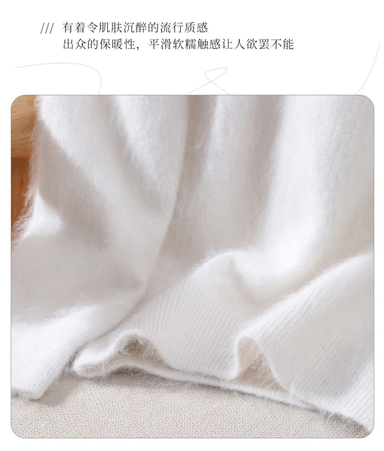 Women's Sweater Semi High Neck Autumn/Winter Pullover Long Sleeved High-End 100% Mink Fur Knitted Sweater Fashion Korean Version